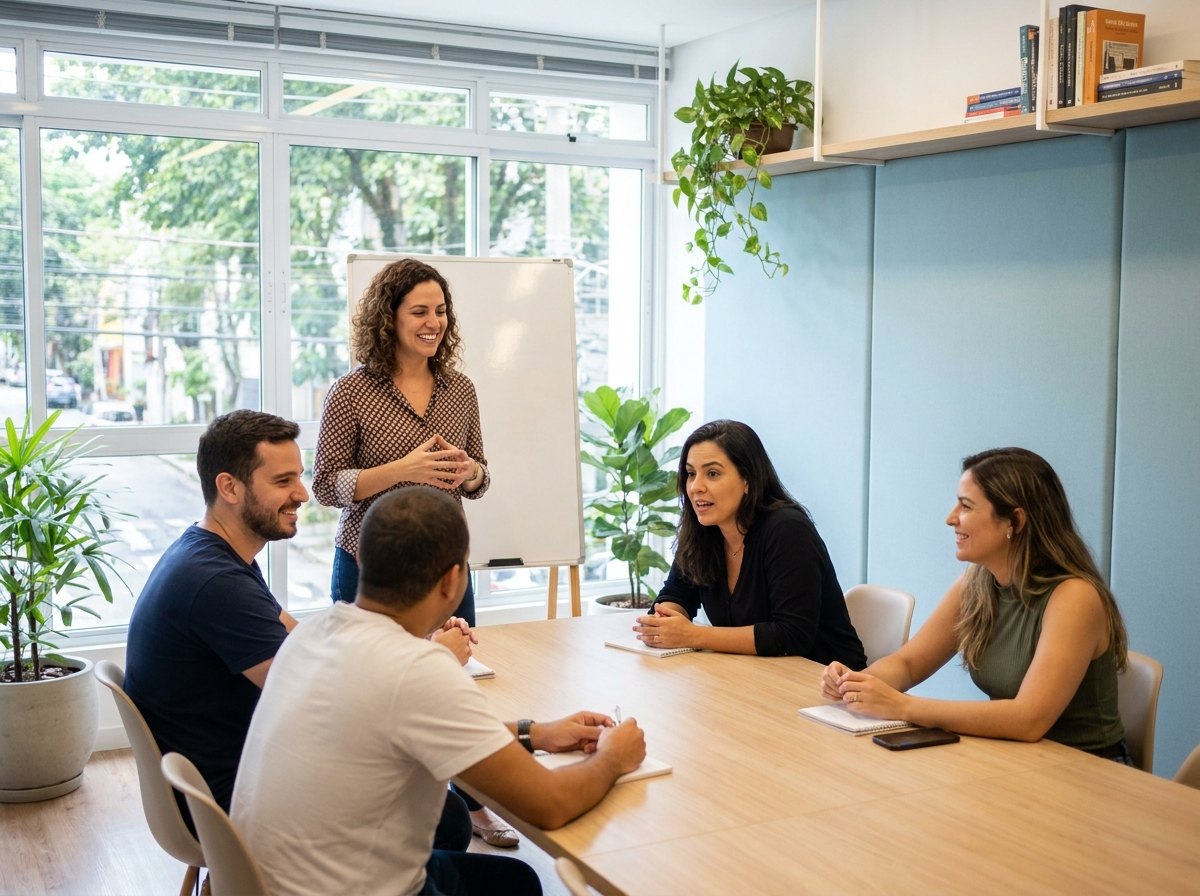 Aula de inglês com professor na WeLike English School